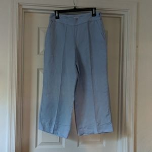 LOFT NWT Crop Linen Pants Light Blue 4